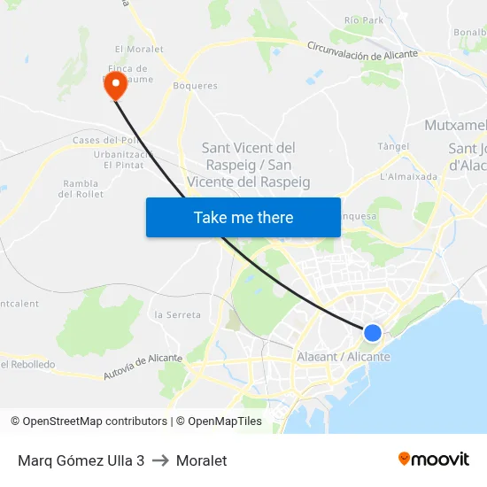 Marq Gómez Ulla 3 to Moralet map