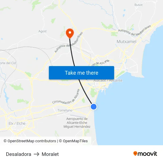 Desaladora to Moralet map