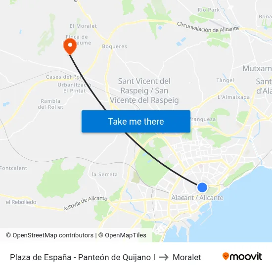 Plaza de España - Panteón de Quijano I to Moralet map