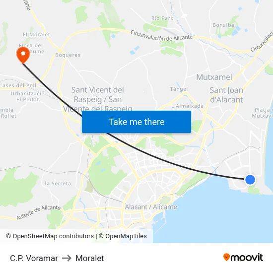 C.P. Voramar to Moralet map