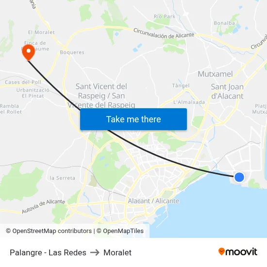 Palangre - Las Redes to Moralet map