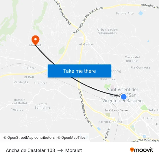 Ancha de Castelar 103 to Moralet map