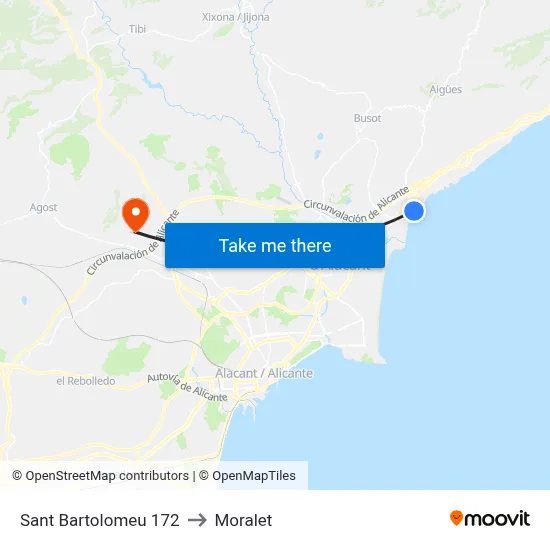 Sant Bartolomeu 172 to Moralet map