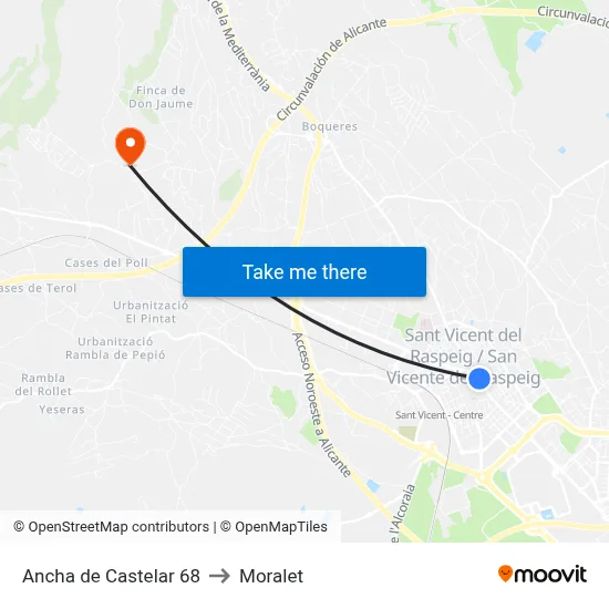 Ancha de Castelar 68 to Moralet map