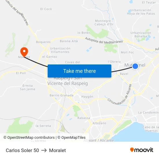 Carlos Soler 50 to Moralet map