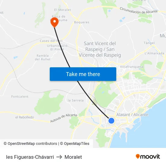 Ies Figueras-Chávarri to Moralet map