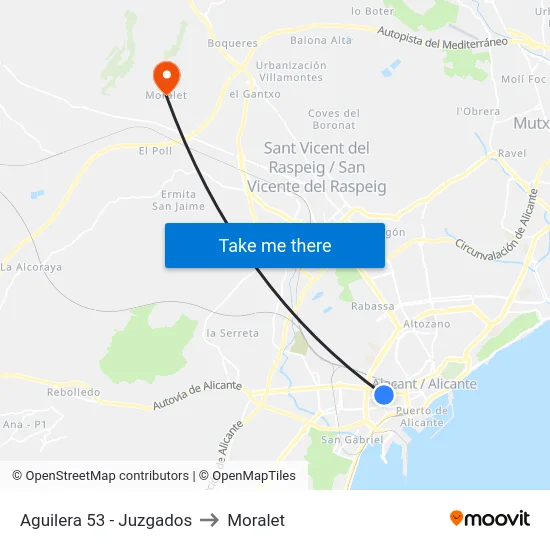 Aguilera 53 - Juzgados to Moralet map