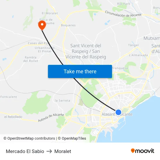 Mercado El Sabio to Moralet map