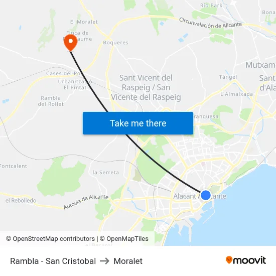 Rambla - San Cristobal to Moralet map