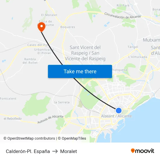 Calderón-Pl. España to Moralet map