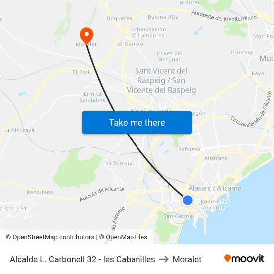 Alcalde L. Carbonell 32 - Ies Cabanilles to Moralet map