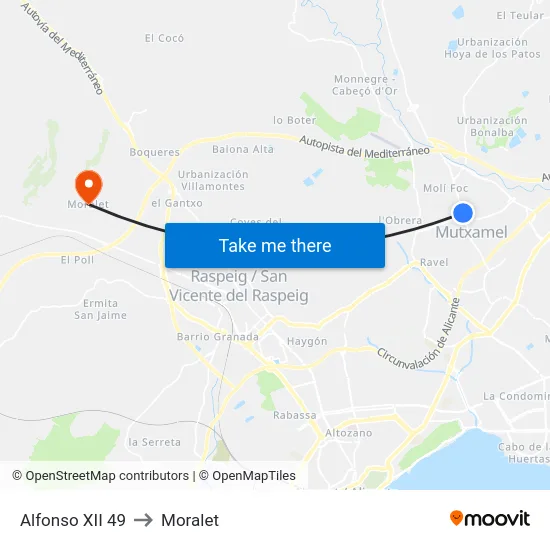 Alfonso XII 49 to Moralet map