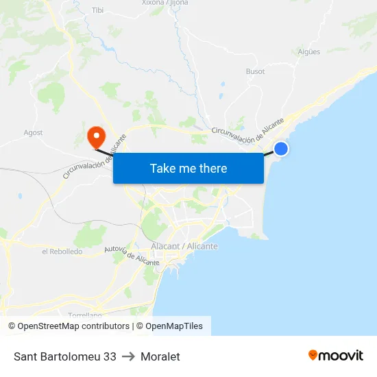 Sant Bartolomeu 33 to Moralet map