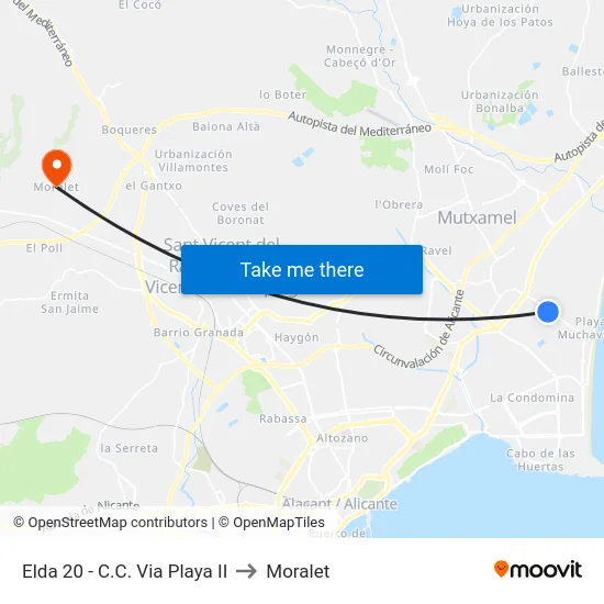 Elda 20 - C.C. Via Playa II to Moralet map