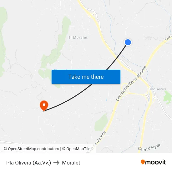 Pla Olivera (Aa.Vv.) to Moralet map
