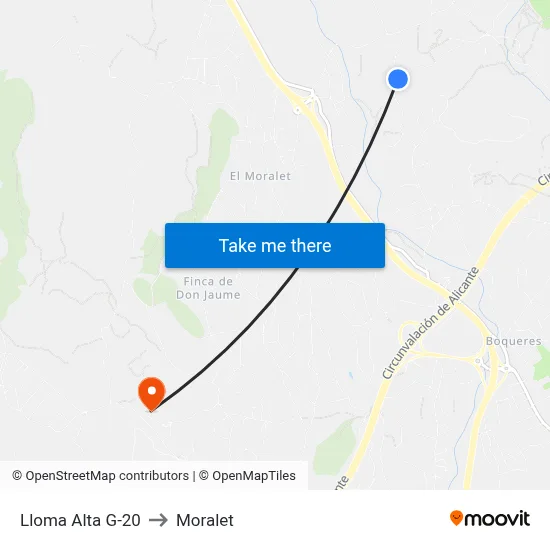 Lloma Alta G-20 to Moralet map