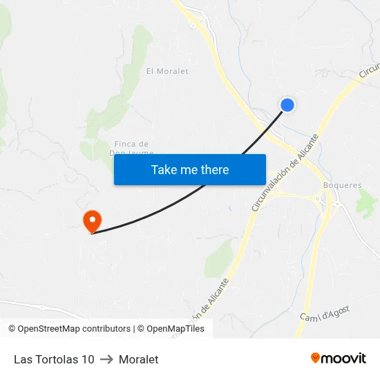 Las Tortolas 10 to Moralet map