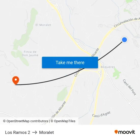Los Ramos 2 to Moralet map