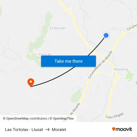 Las Tortolas - Llusat to Moralet map