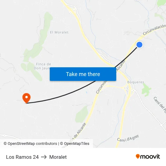 Los Ramos 24 to Moralet map
