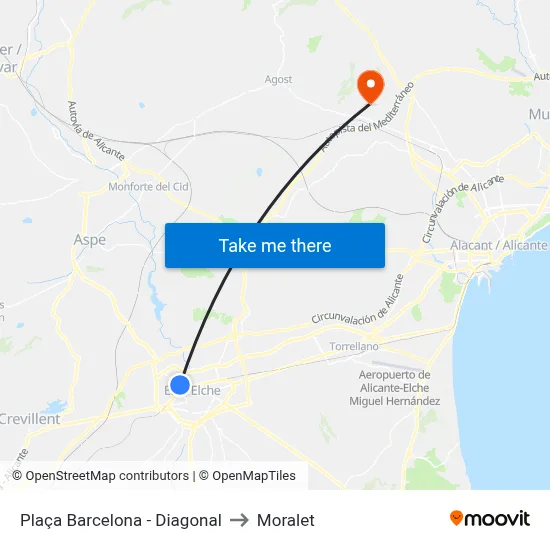 Plaça Barcelona - Diagonal to Moralet map