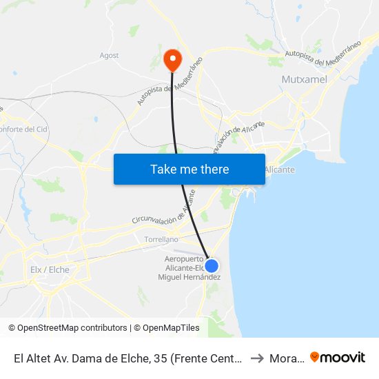 El Altet Av. Dama de Elche, 35 (Frente Centro Salud) to Moralet map