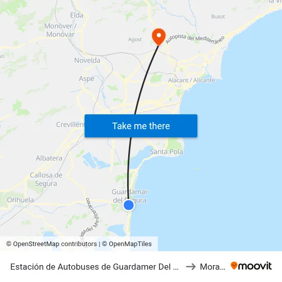 Estación de Autobuses de Guardamer Del Segura to Moralet map