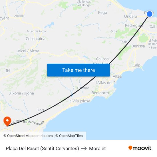 Plaça Del Raset (Sentit Cervantes) to Moralet map