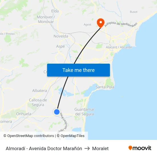 Almoradí - Avenida Doctor Marañón to Moralet map