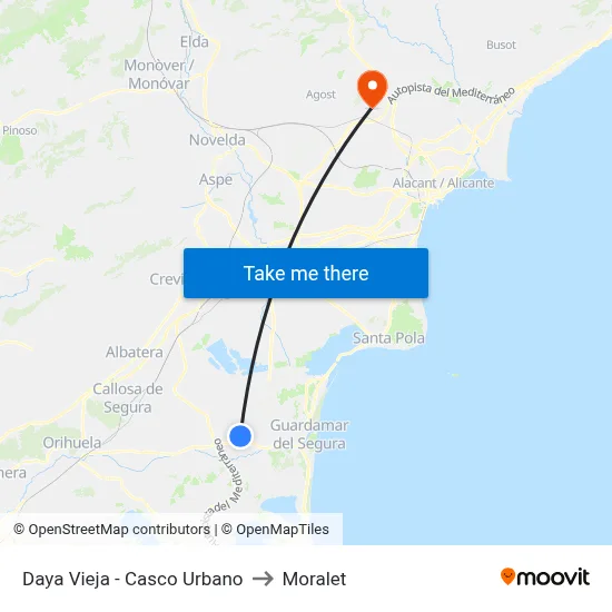 Daya Vieja - Casco Urbano to Moralet map