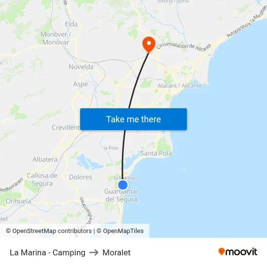 La Marina - Camping to Moralet map