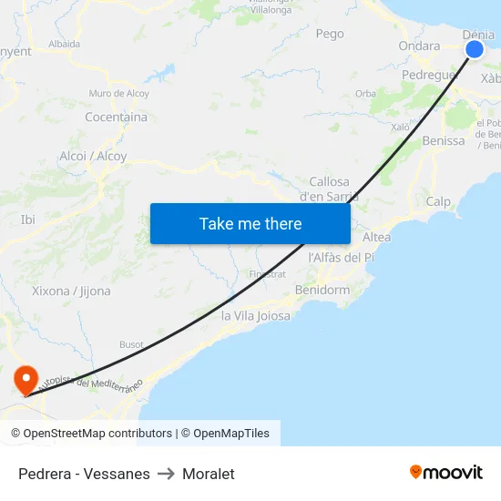 Pedrera - Vessanes to Moralet map