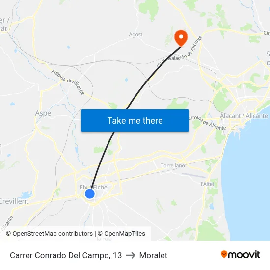 Carrer Conrado Del Campo, 13 to Moralet map