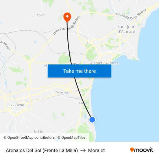 Arenales Del Sol (Frente La Milla) to Moralet map