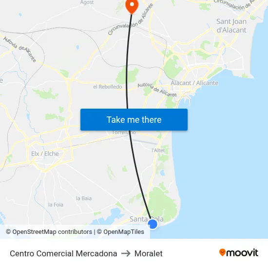 Centro Comercial Mercadona to Moralet map