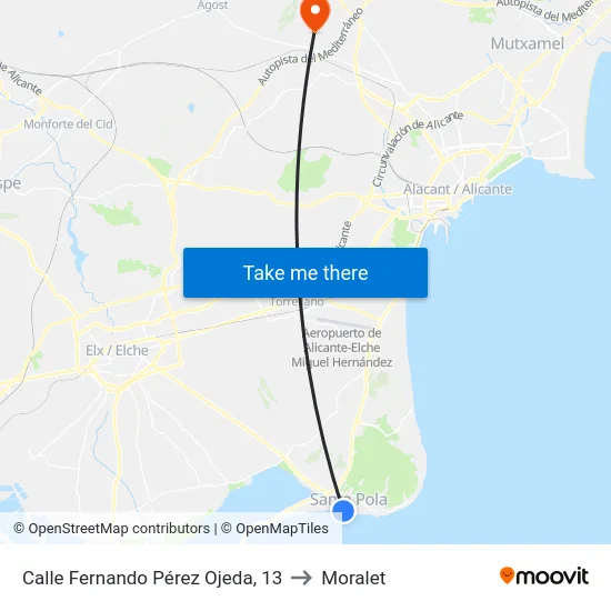 Calle Fernando Pérez Ojeda, 13 to Moralet map