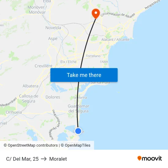 C/ Del Mar, 25 to Moralet map