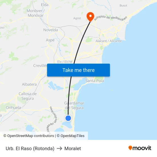 Urb. El Raso (Rotonda) to Moralet map
