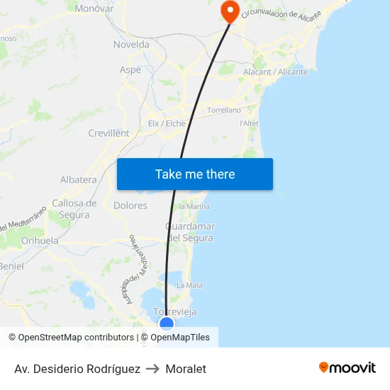 Av. Desiderio Rodríguez to Moralet map