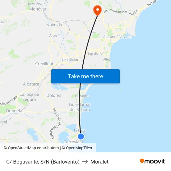 C/ Bogavante, S/N (Barlovento) to Moralet map