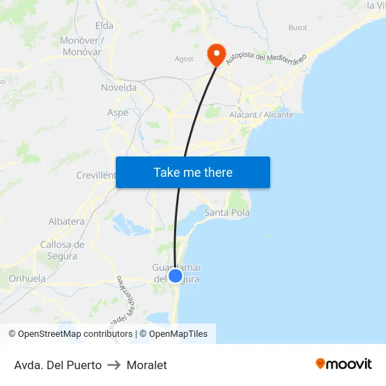 Avda. Del Puerto to Moralet map