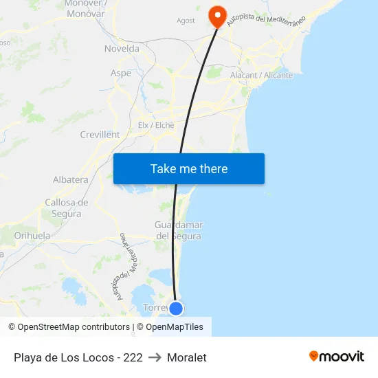 Playa de Los Locos - 222 to Moralet map