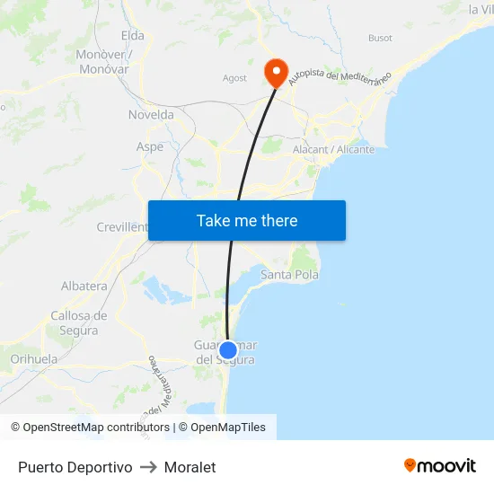 Puerto Deportivo to Moralet map