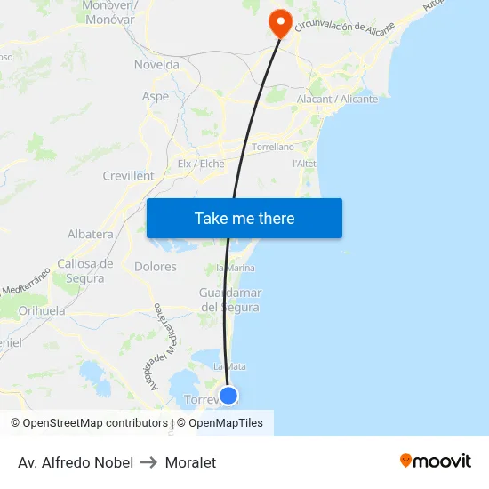 Av. Alfredo Nobel to Moralet map