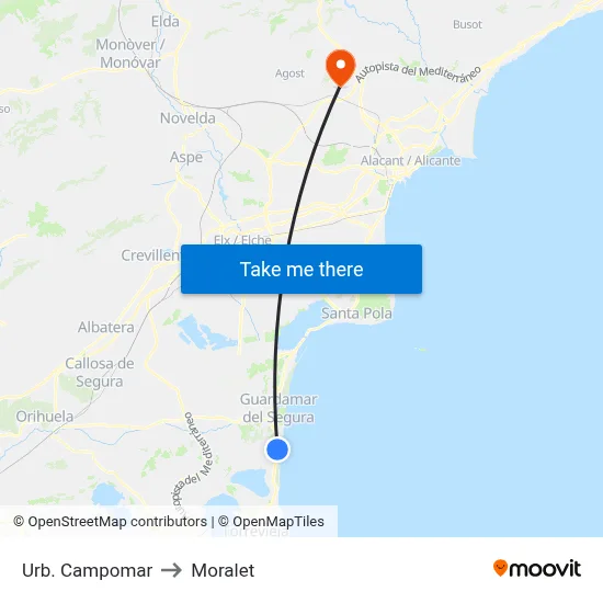 Urb. Campomar to Moralet map