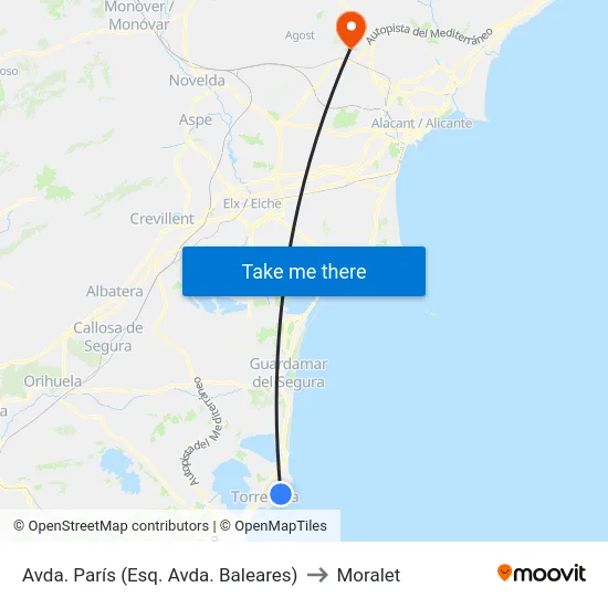Avda. París (Esq. Avda. Baleares) to Moralet map