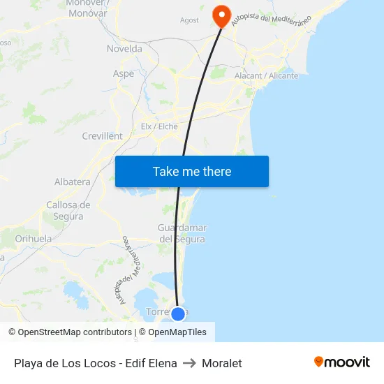 Playa de Los Locos - Edif Elena to Moralet map
