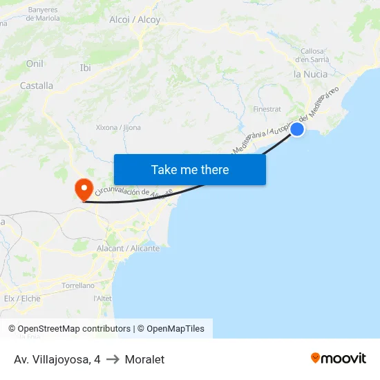 Av. Villajoyosa, 4 to Moralet map