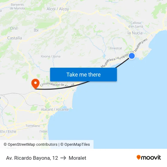 Av. Ricardo Bayona, 12 to Moralet map