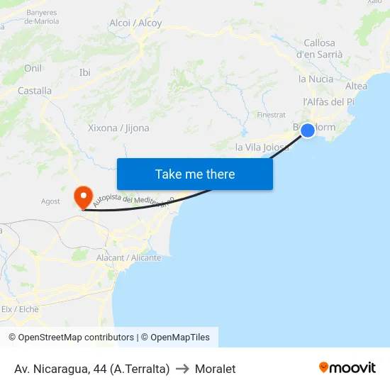 Av. Nicaragua, 44 (A.Terralta) to Moralet map